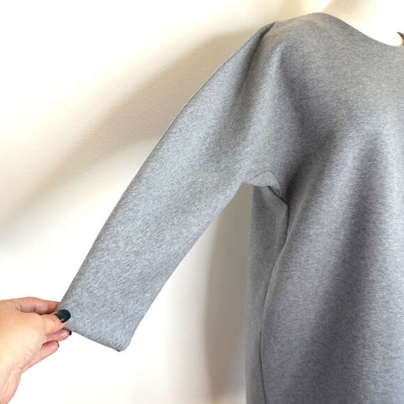 Everlane The Scuba Knit Sweatshirt Dress 3/4 Sleeve Gray Size Medium - Picture 11 of 16
